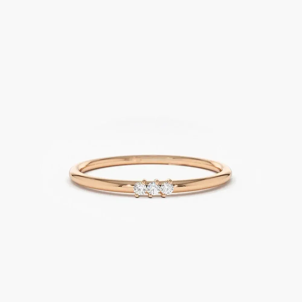 0.05CTW Round Cut Three Stone Diamond Wedding Band