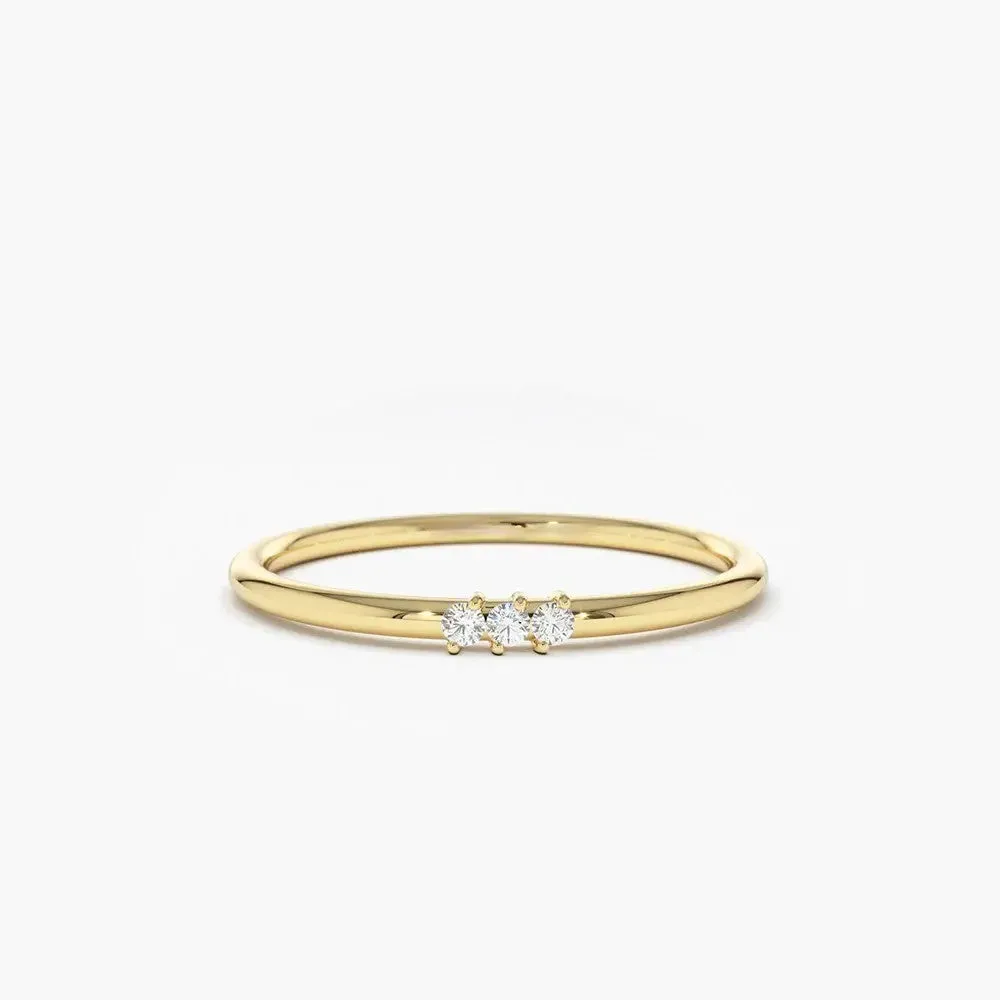 0.05CTW Round Cut Three Stone Diamond Wedding Band