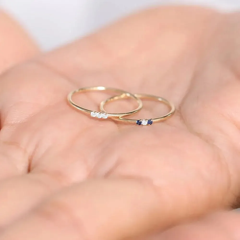 0.05CTW Round Cut Three Stone Diamond Wedding Band