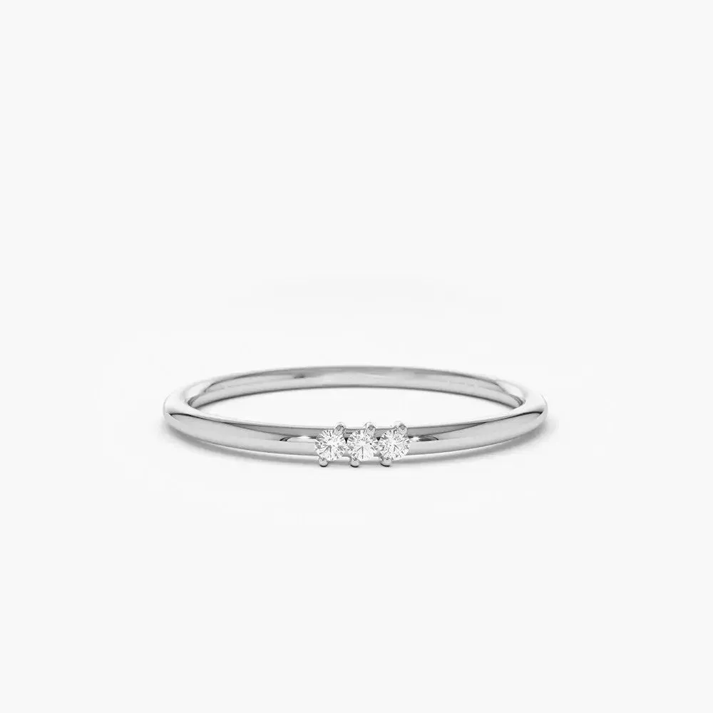 0.05CTW Round Cut Three Stone Diamond Wedding Band