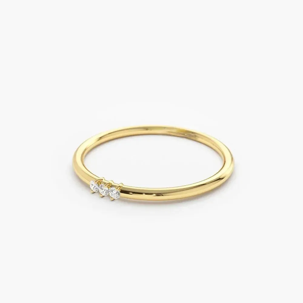 0.05CTW Round Cut Three Stone Diamond Wedding Band