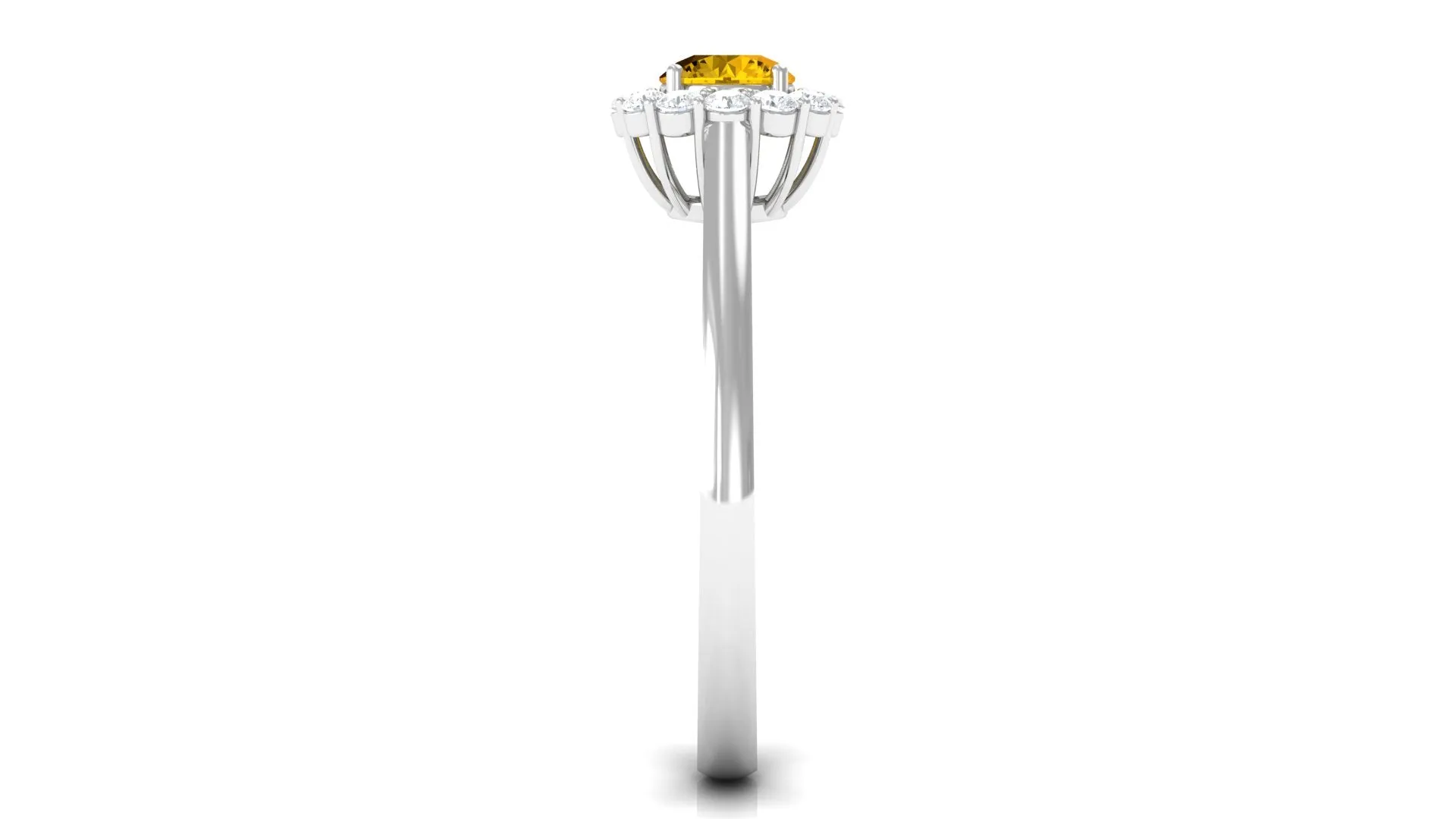 1 CT Natural Yellow Sapphire Engagement Ring with Diamond