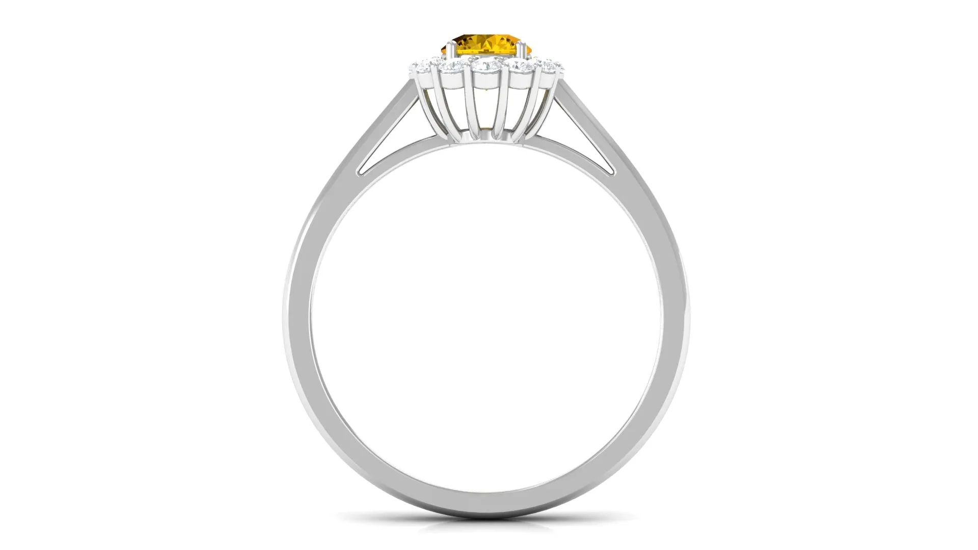 1 CT Natural Yellow Sapphire Engagement Ring with Diamond