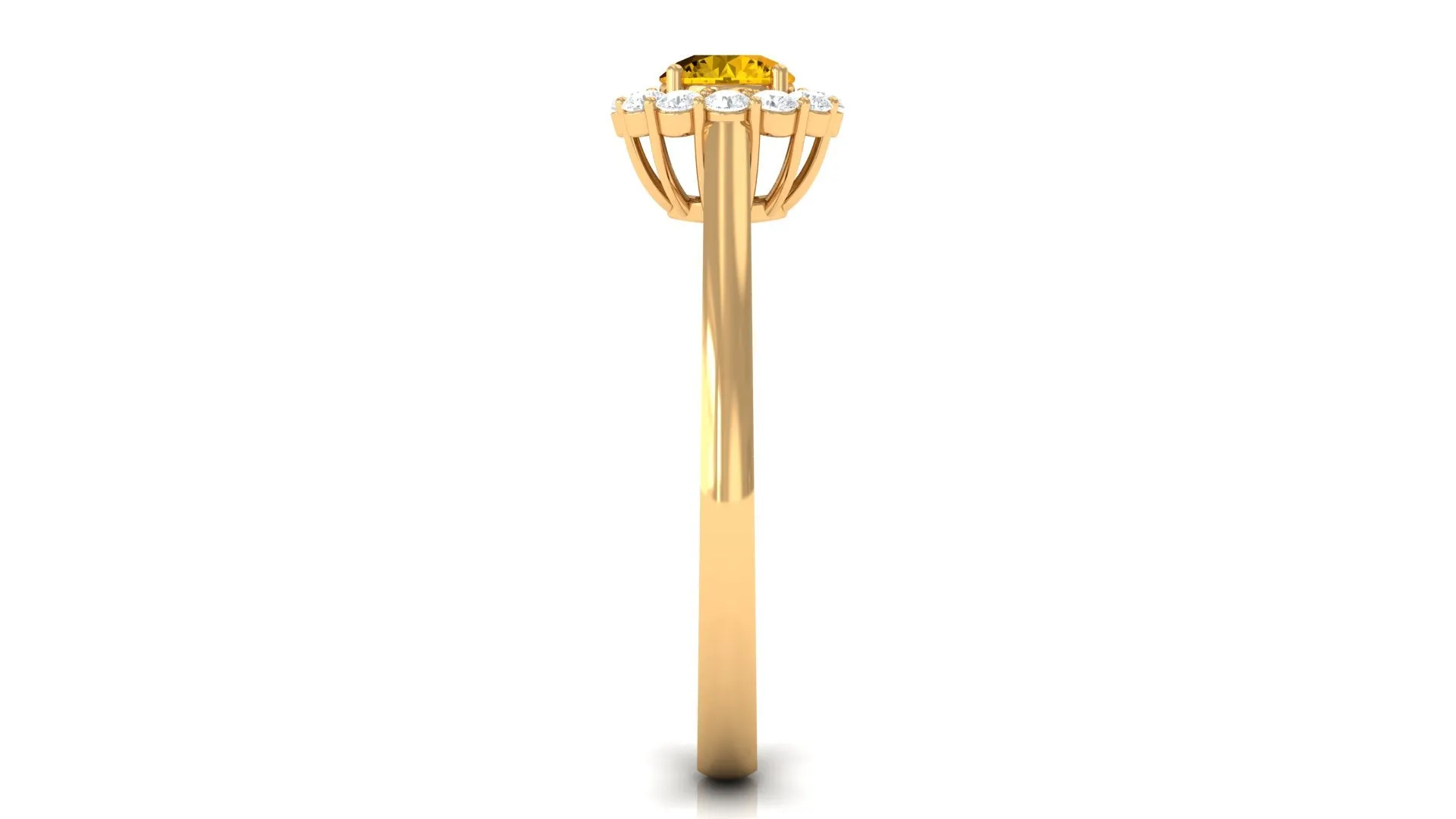 1 CT Natural Yellow Sapphire Engagement Ring with Diamond