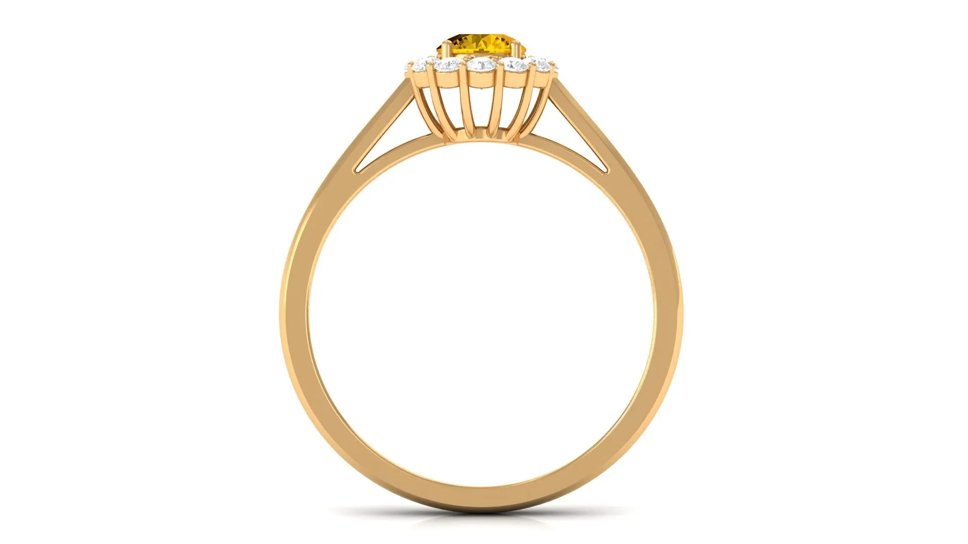 1 CT Natural Yellow Sapphire Engagement Ring with Diamond