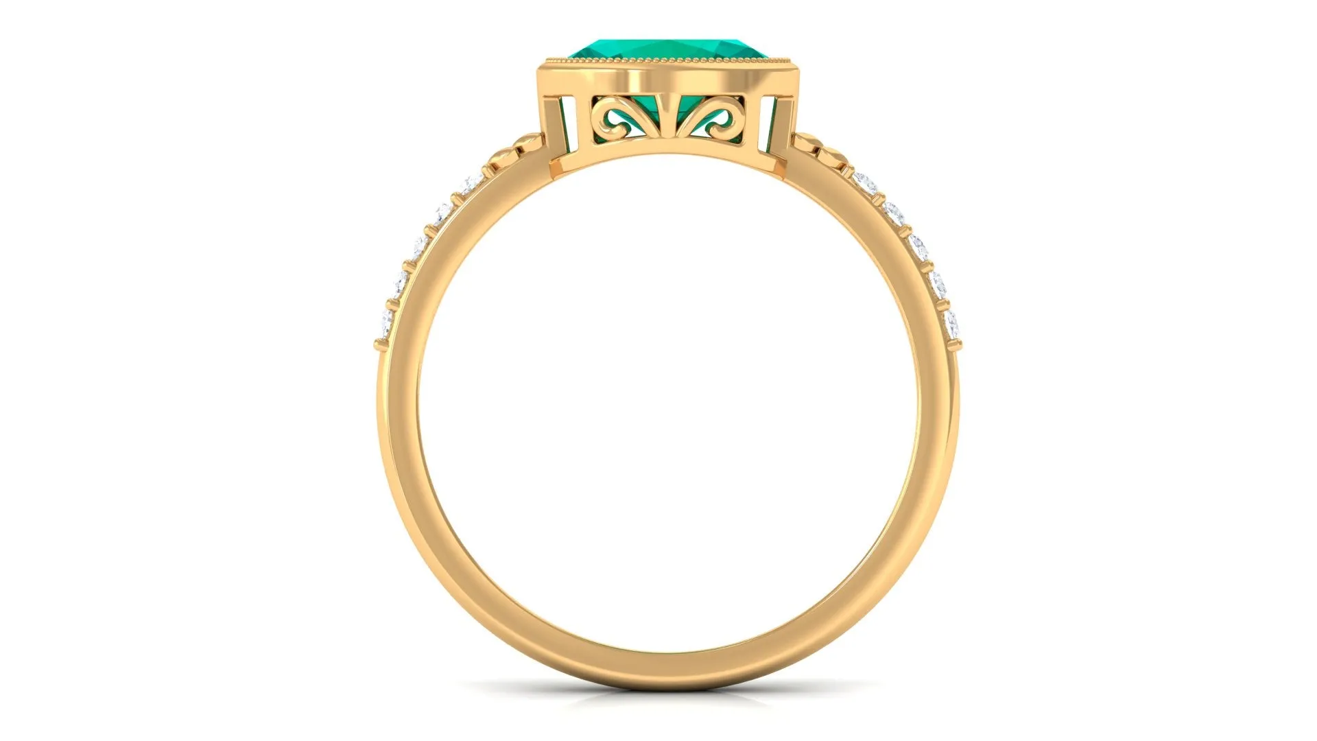 1 CT Oval Cut Emerald East West Engagement Ring with Diamond