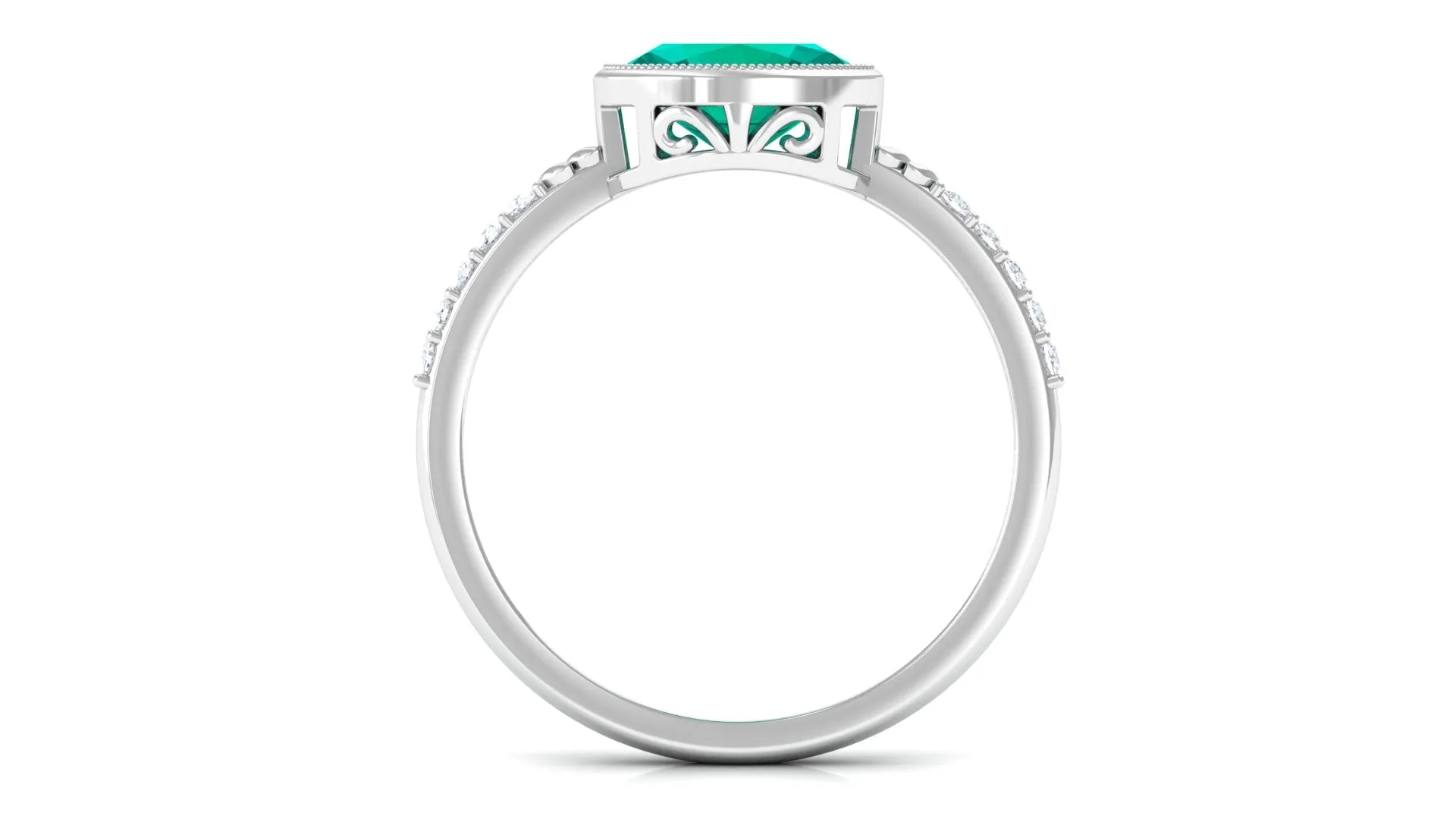 1 CT Oval Cut Emerald East West Engagement Ring with Diamond