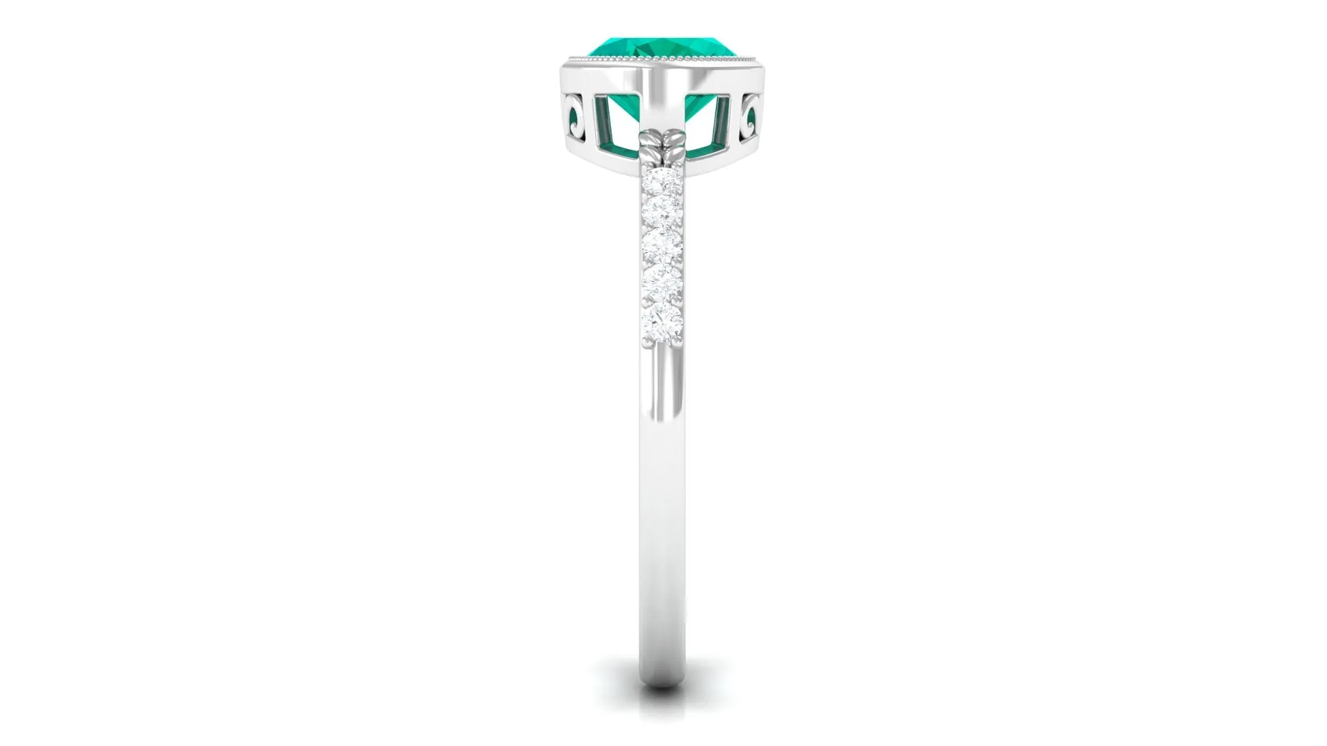 1 CT Oval Cut Emerald East West Engagement Ring with Diamond