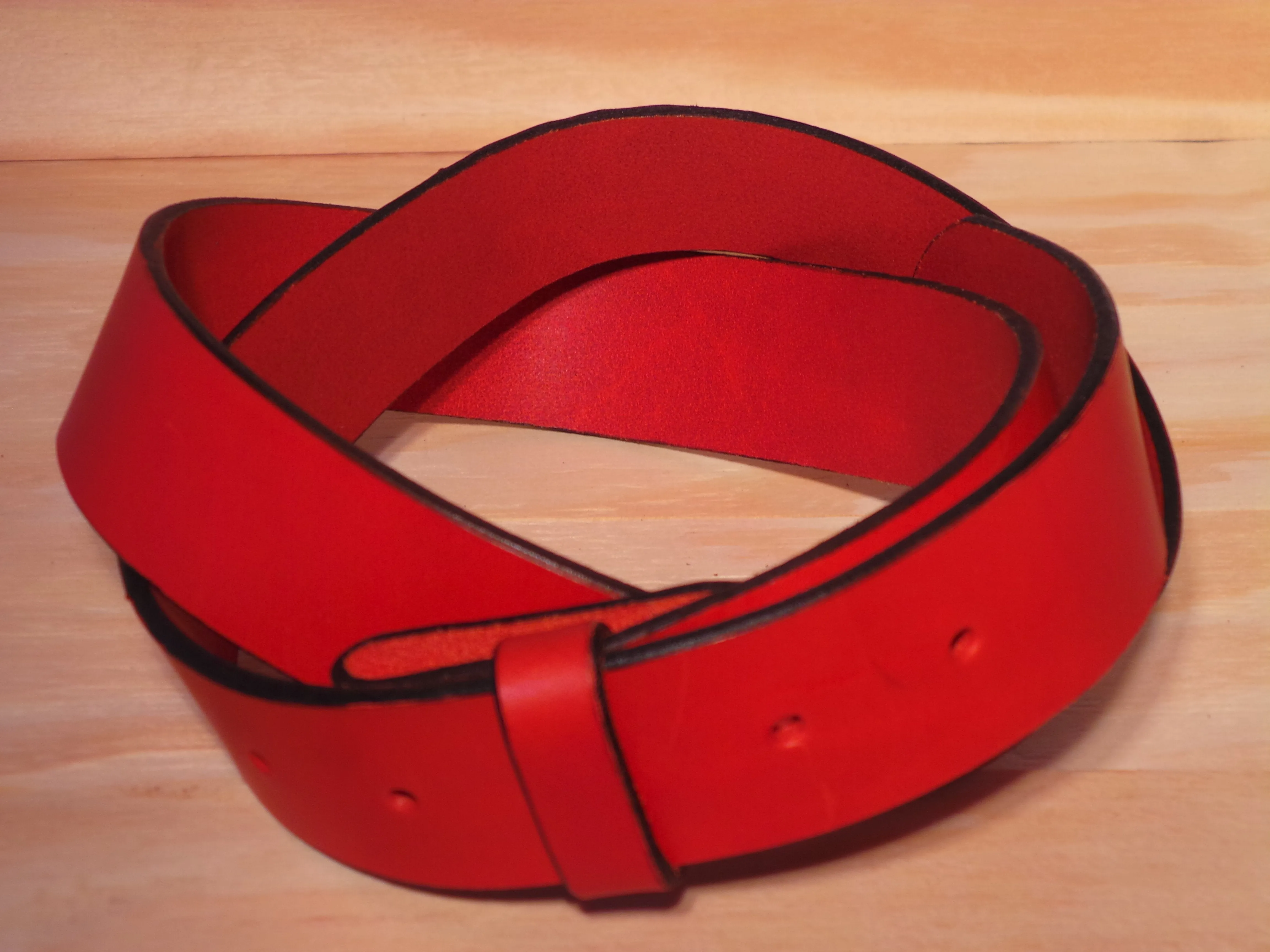 100% Real Red 1" Inch (25mm) Leather Belt Strap
