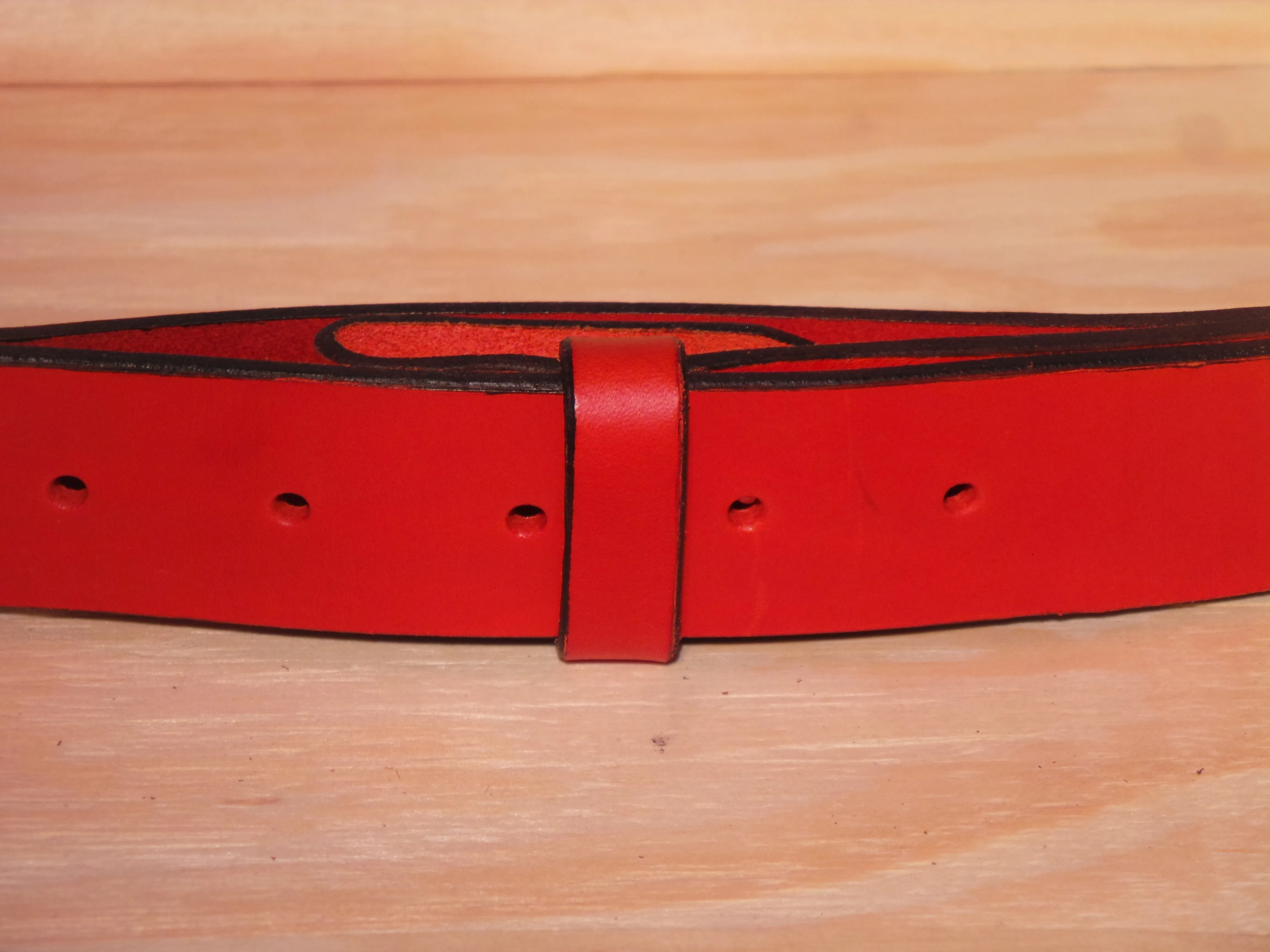 100% Real Red 1" Inch (25mm) Leather Belt Strap