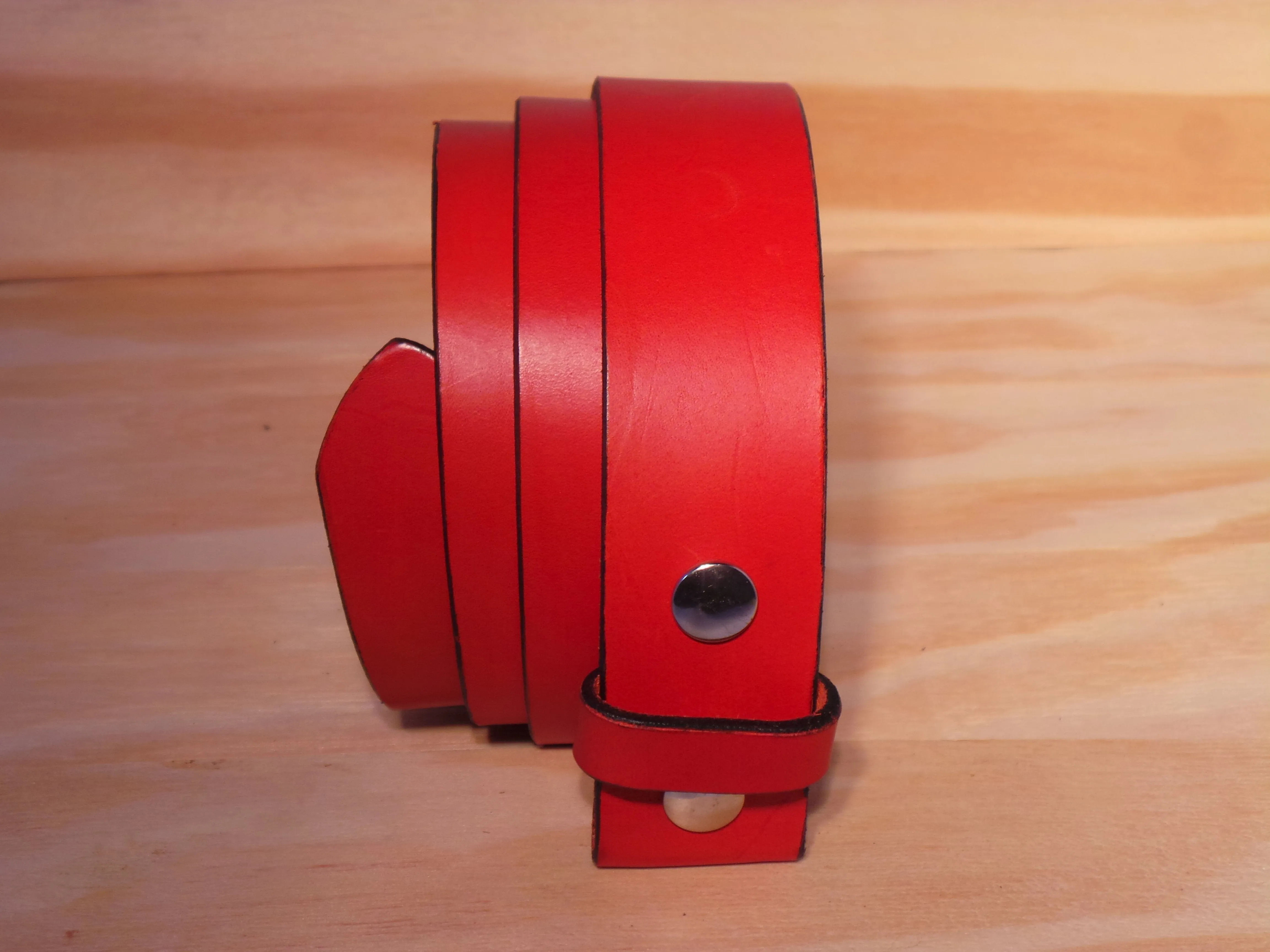 100% Real Red 1" Inch (25mm) Leather Belt Strap