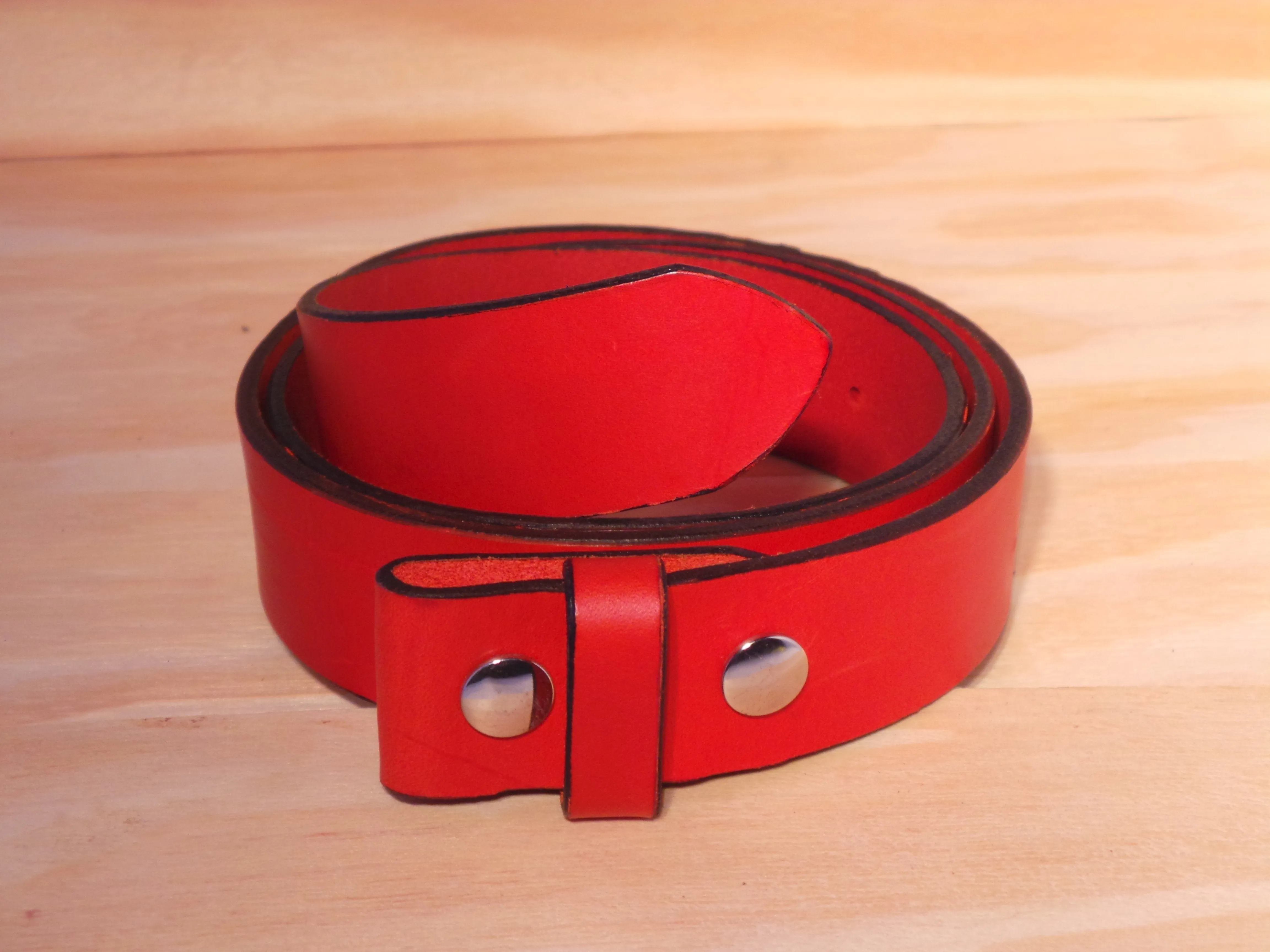 100% Real Red 1" Inch (25mm) Leather Belt Strap
