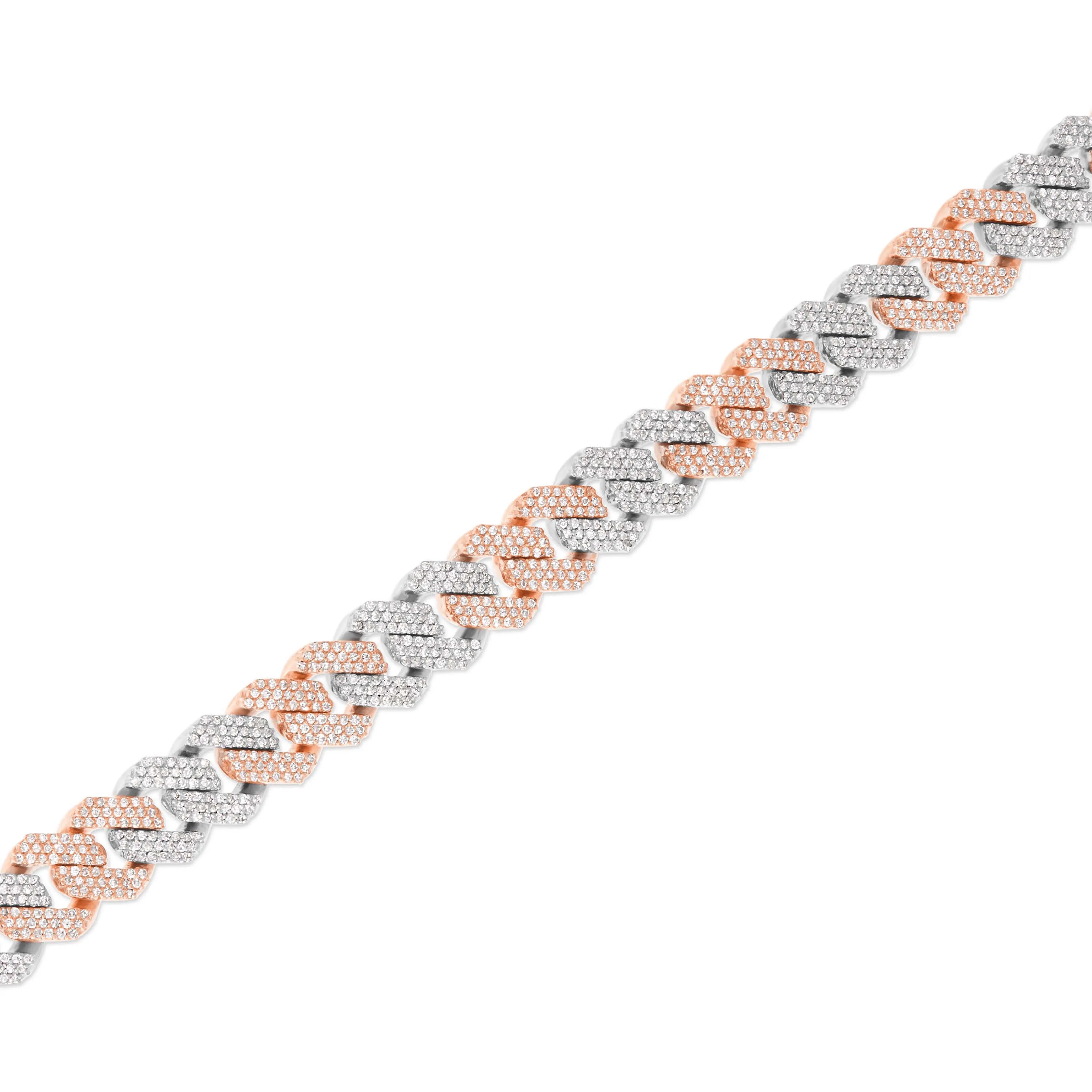 10K 8.5mm Two-Tone Diamond Cuban Bracelet