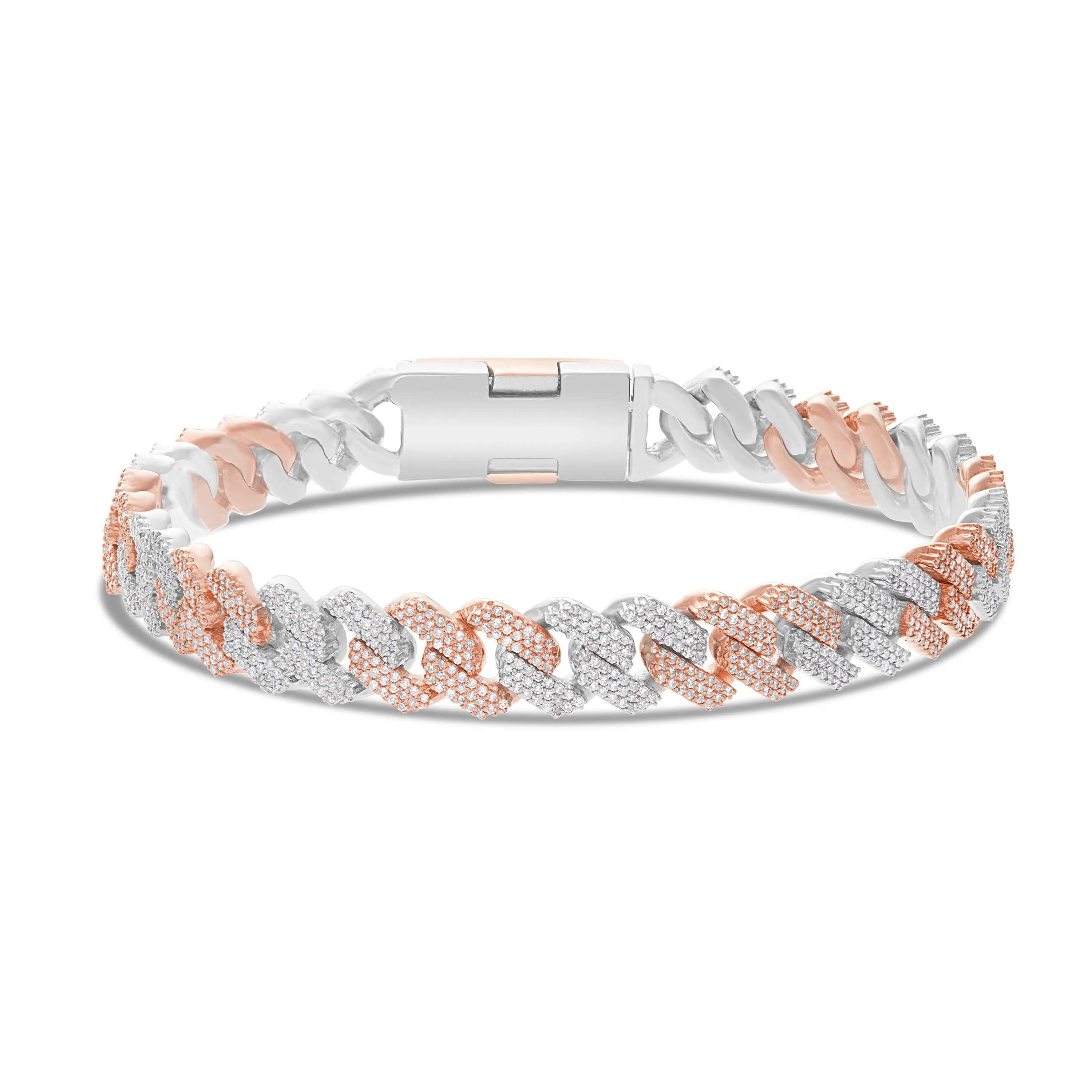10K 8.5mm Two-Tone Diamond Cuban Bracelet