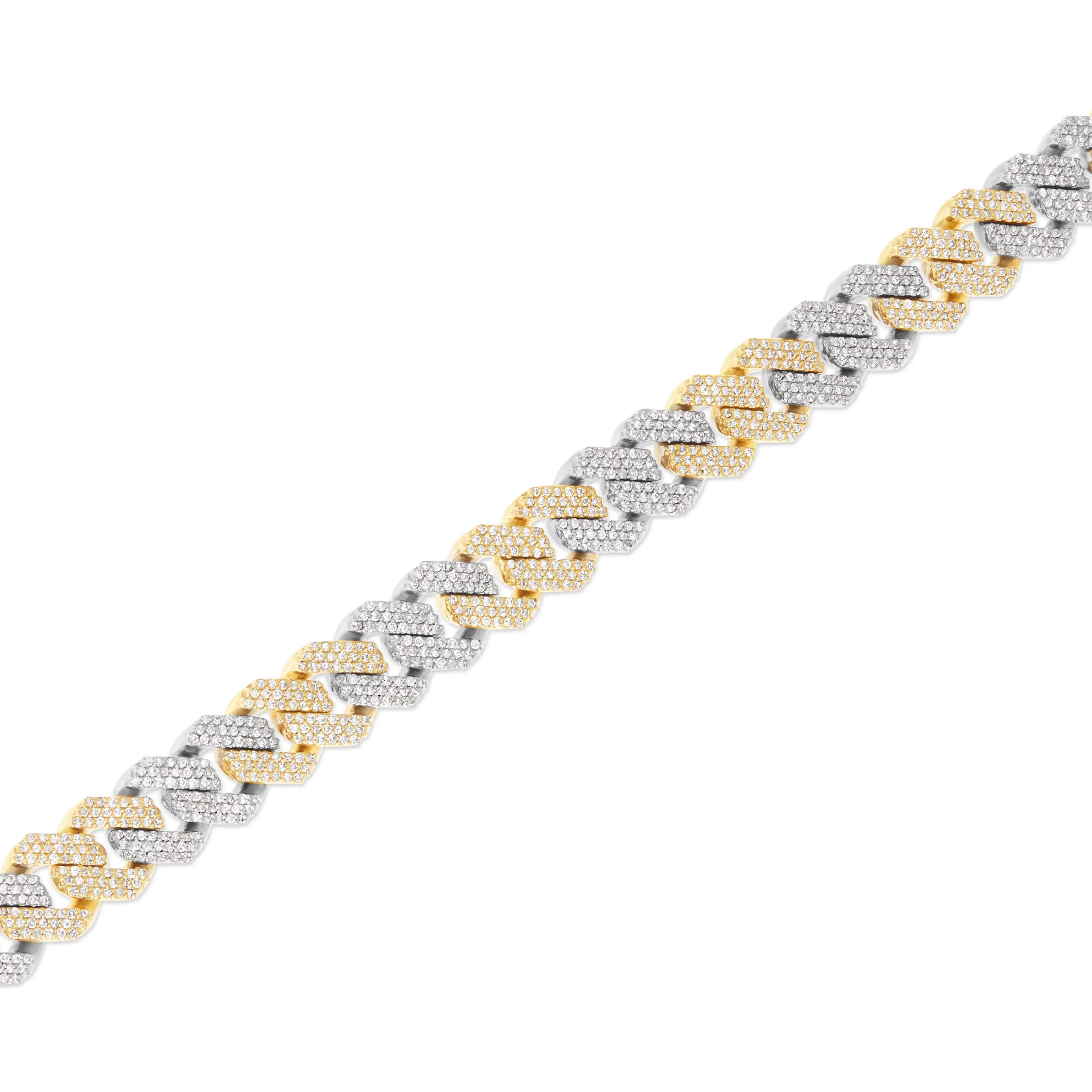 10K 8.5mm Two-Tone Diamond Cuban Bracelet