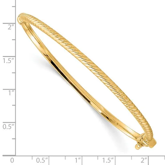 10K Polished Textured Bangle
