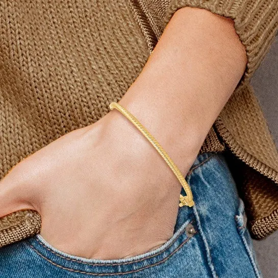 10K Polished Textured Bangle