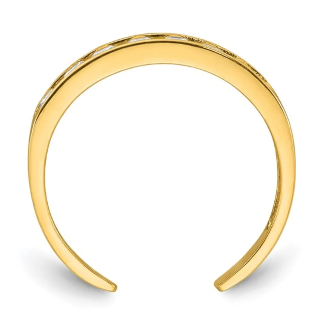 10k Yellow Gold White CZ Toe Ring