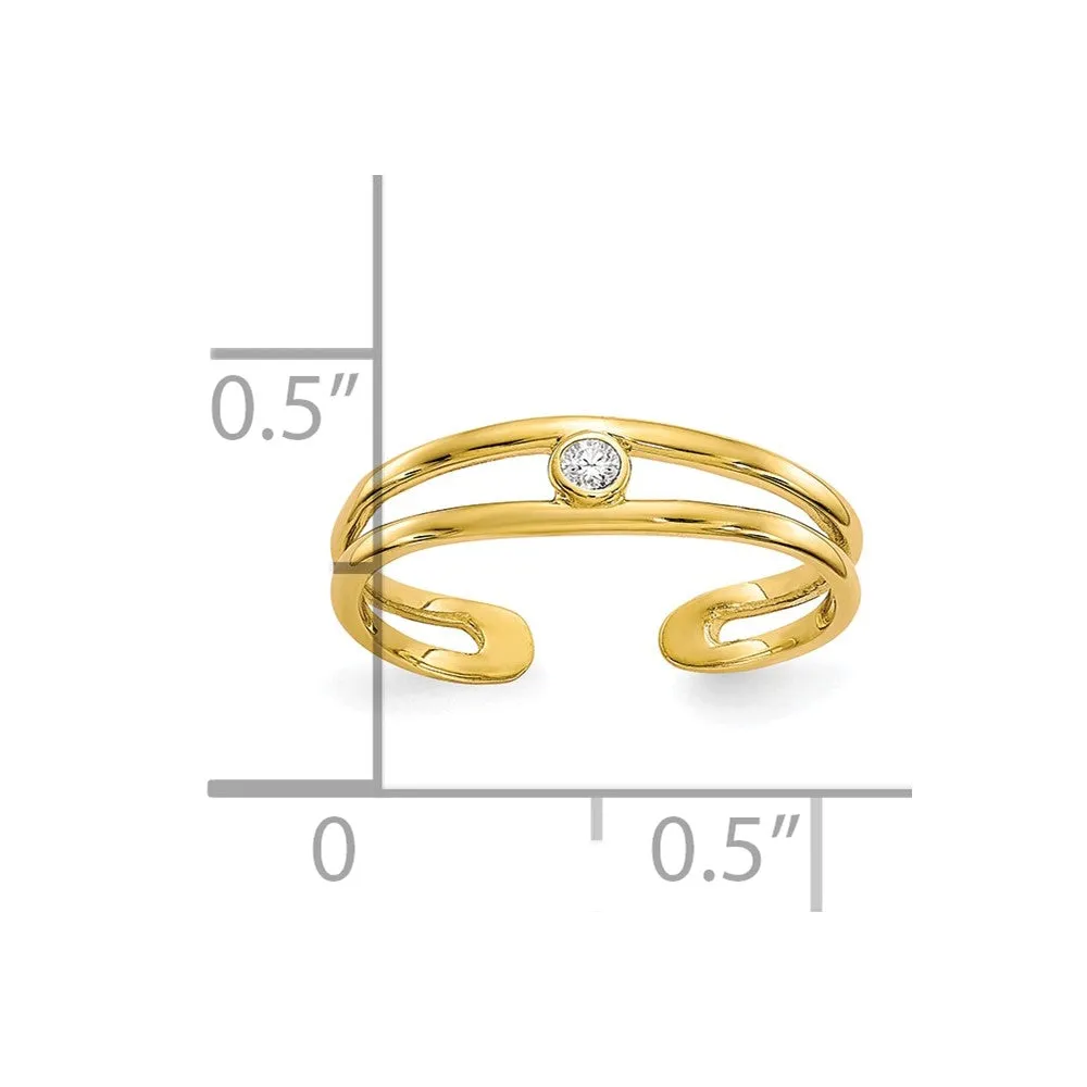10KT Yellow Gold Cubic Zirconia 2MM Toe Ring