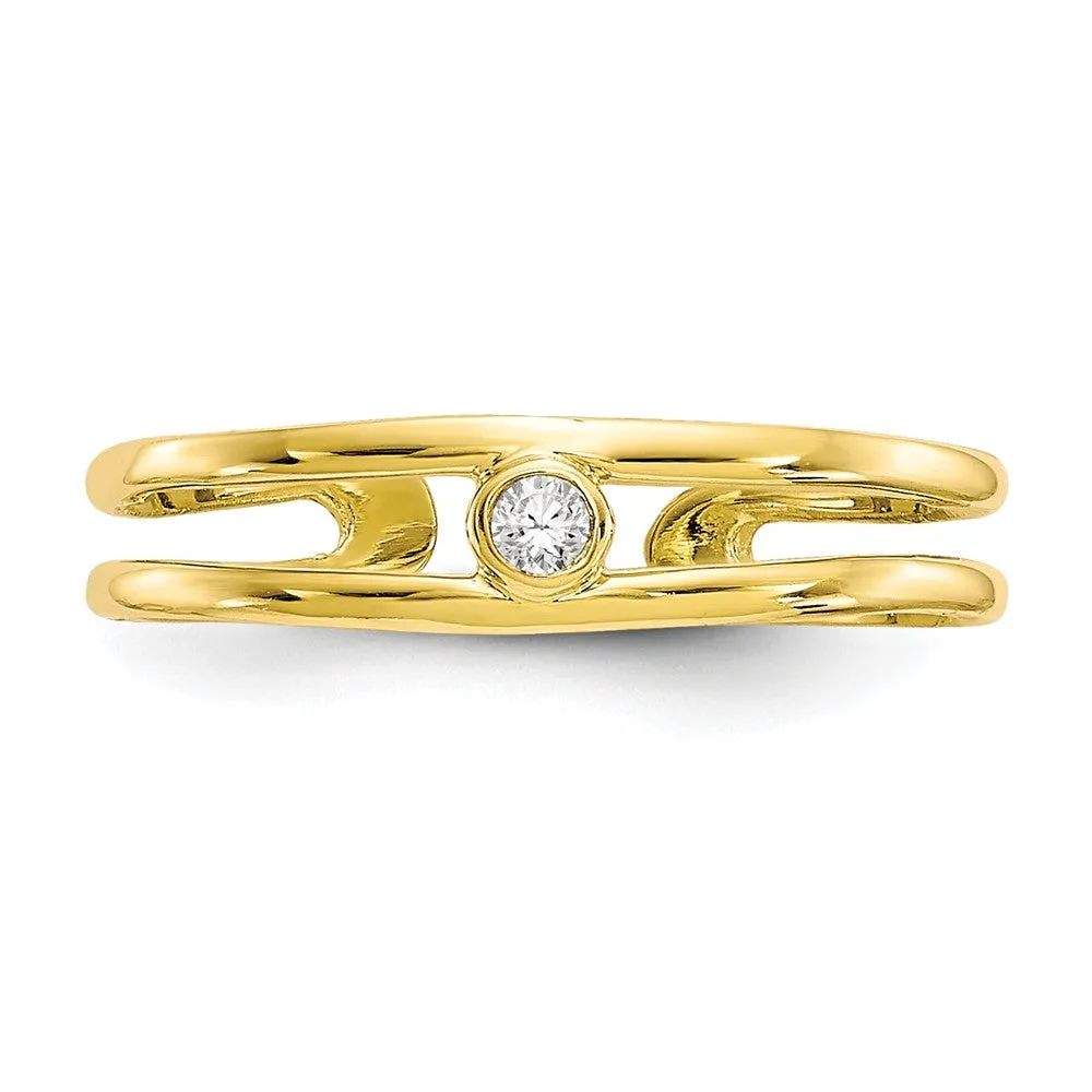 10KT Yellow Gold Cubic Zirconia 2MM Toe Ring