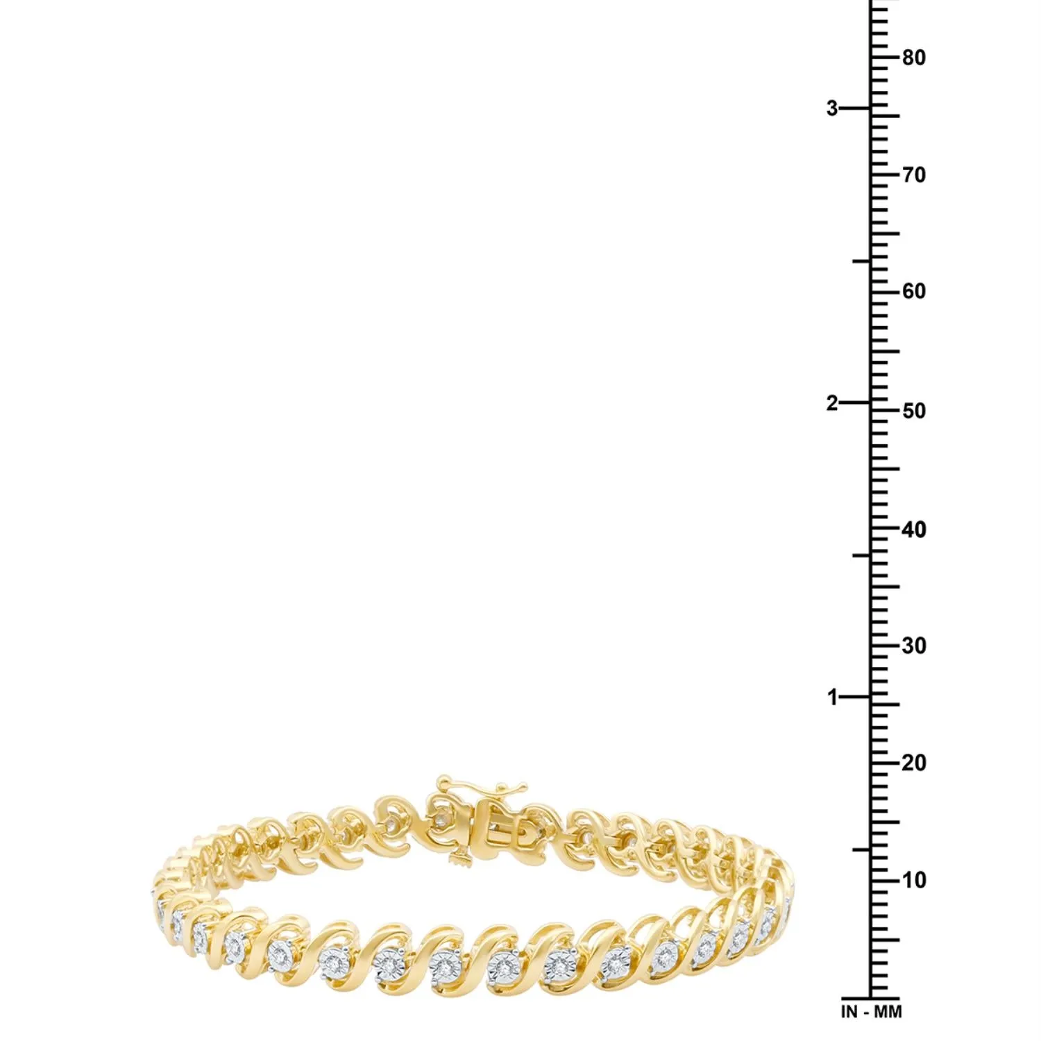 1/2 CTW Diamond Illusion Set 7.5-inch Tennis Bracelet in Yellow Gold Plated Sterling Silver