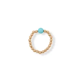 14/20 Gold Filled and Turquoise Bead Stretch Toe Ring