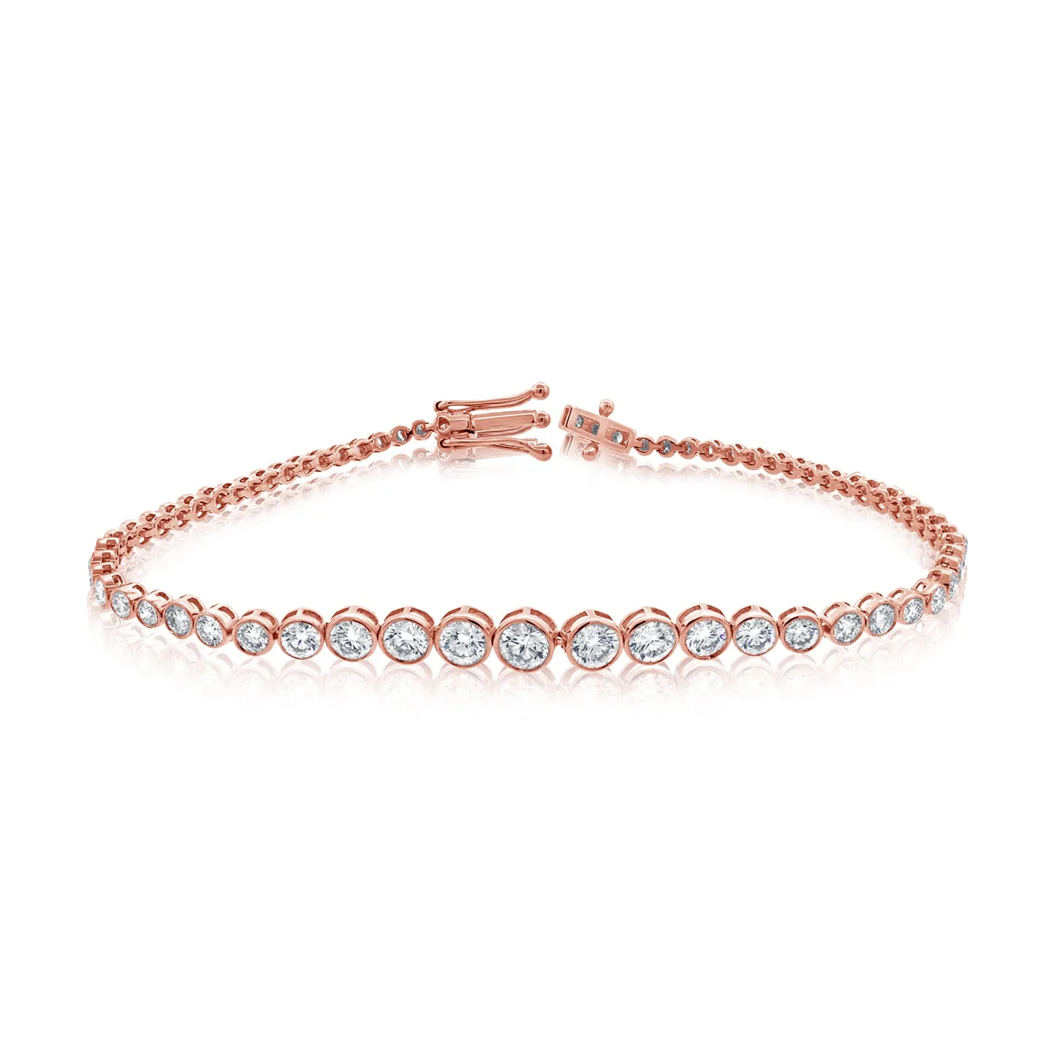 14k Gold Bezel-Set Diamond Tennis Bracelet - 3.26ct
