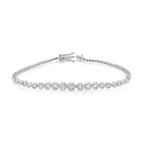 14k Gold Bezel-Set Diamond Tennis Bracelet - 3.26ct
