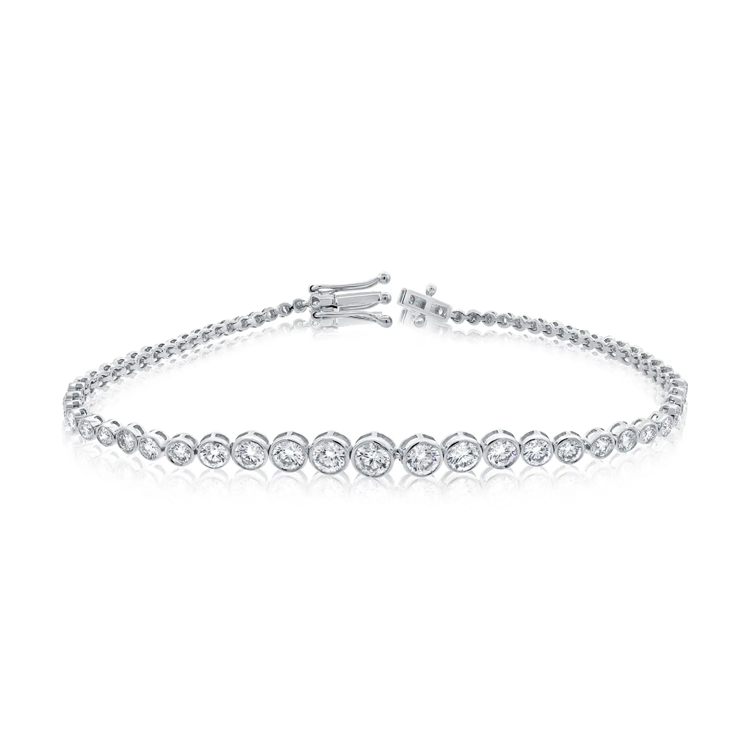 14k Gold Bezel-Set Diamond Tennis Bracelet - 3.26ct