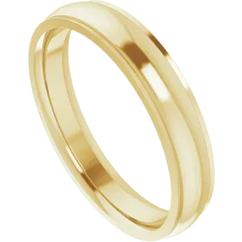 14K Gold Standard Weight Stepped Edge Standard Fit Half Round Band