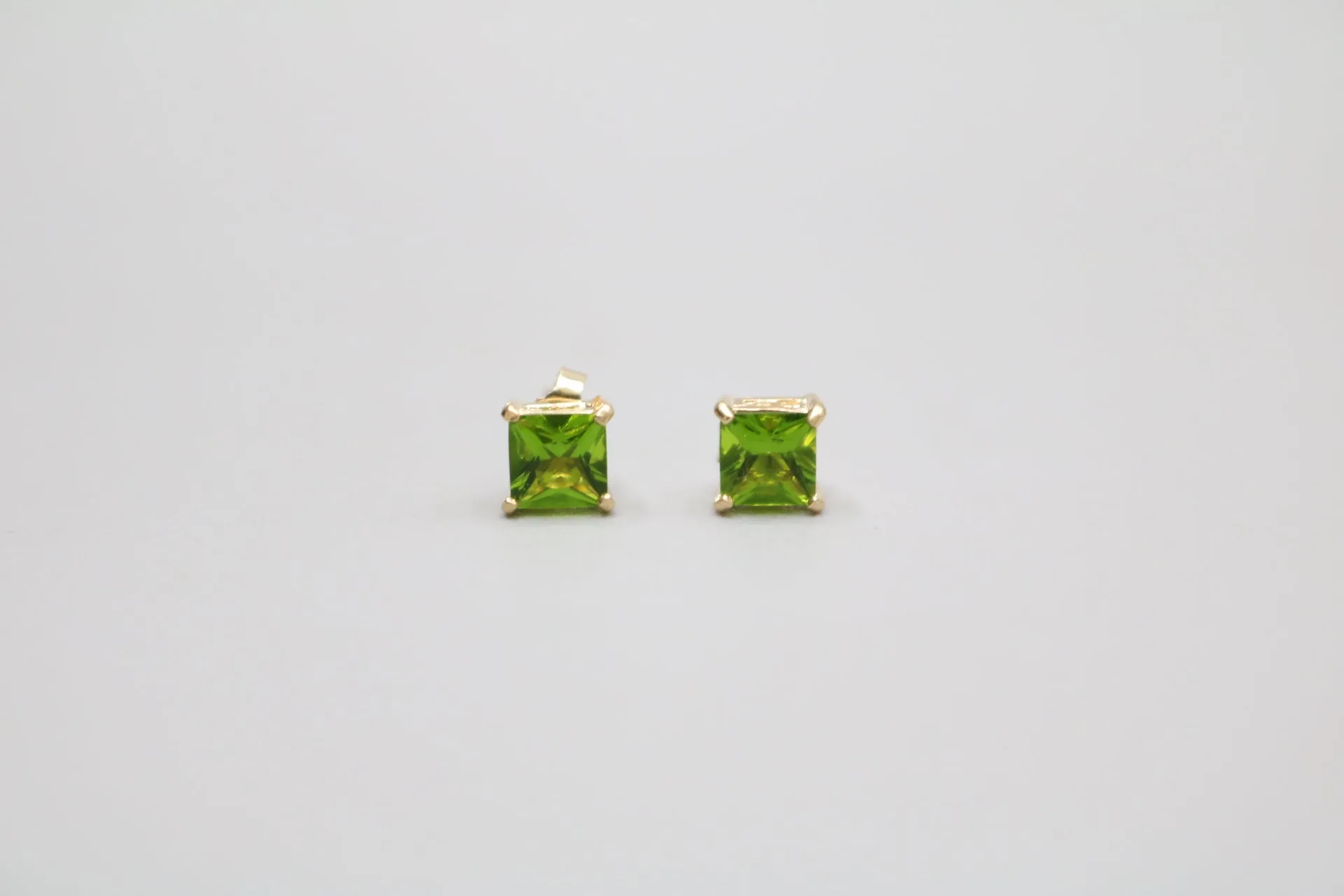 14K Green Stone Stud Earrings