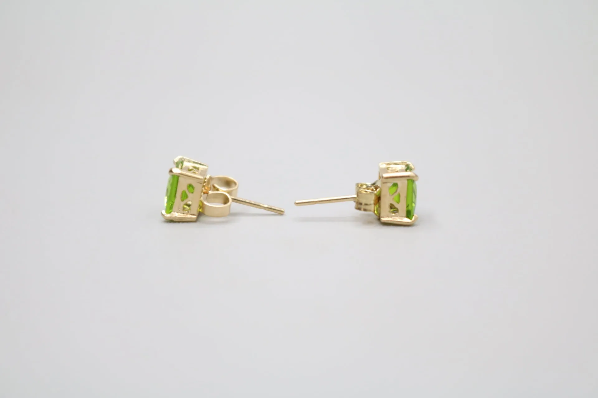 14K Green Stone Stud Earrings