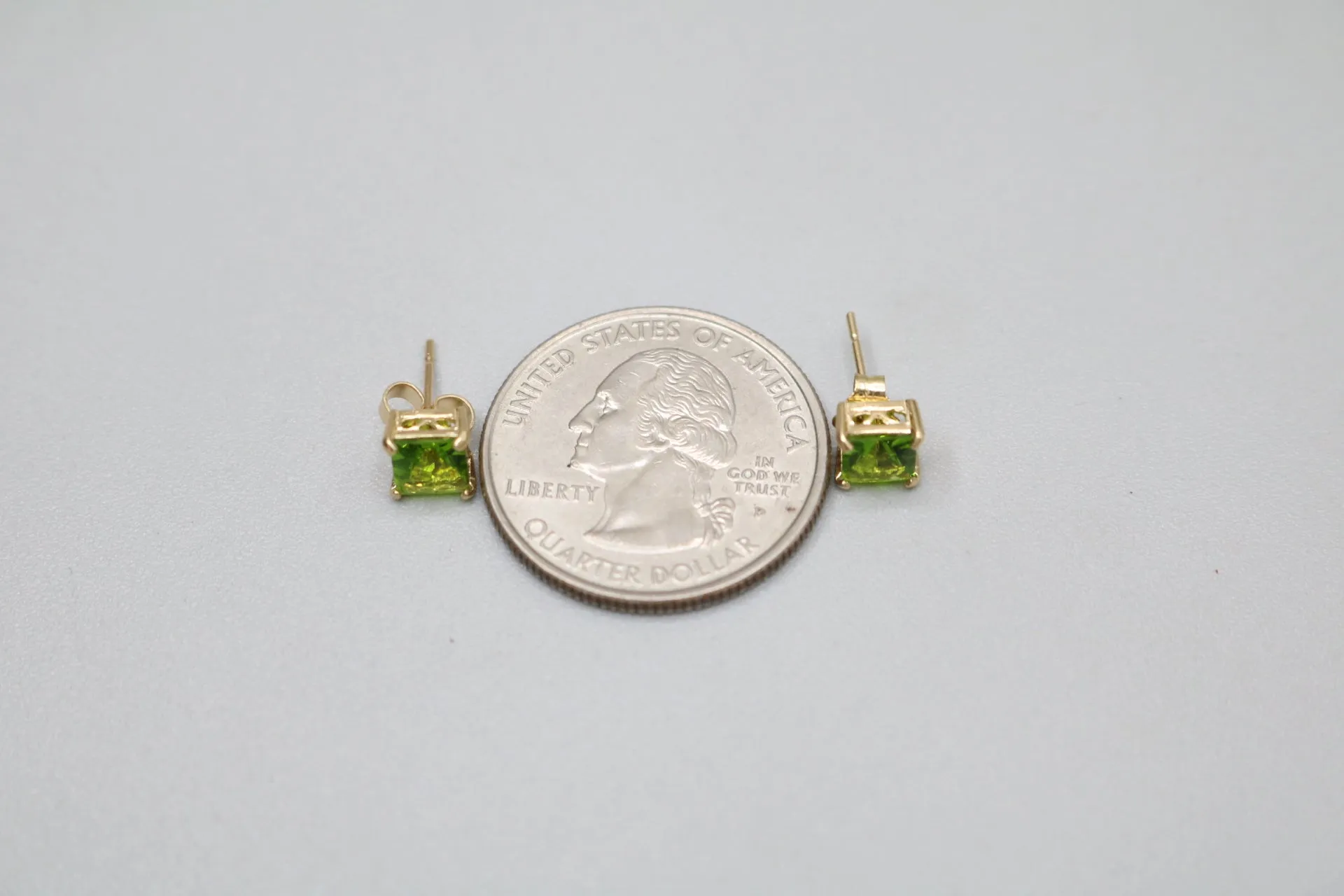 14K Green Stone Stud Earrings
