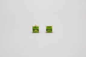 14K Green Stone Stud Earrings