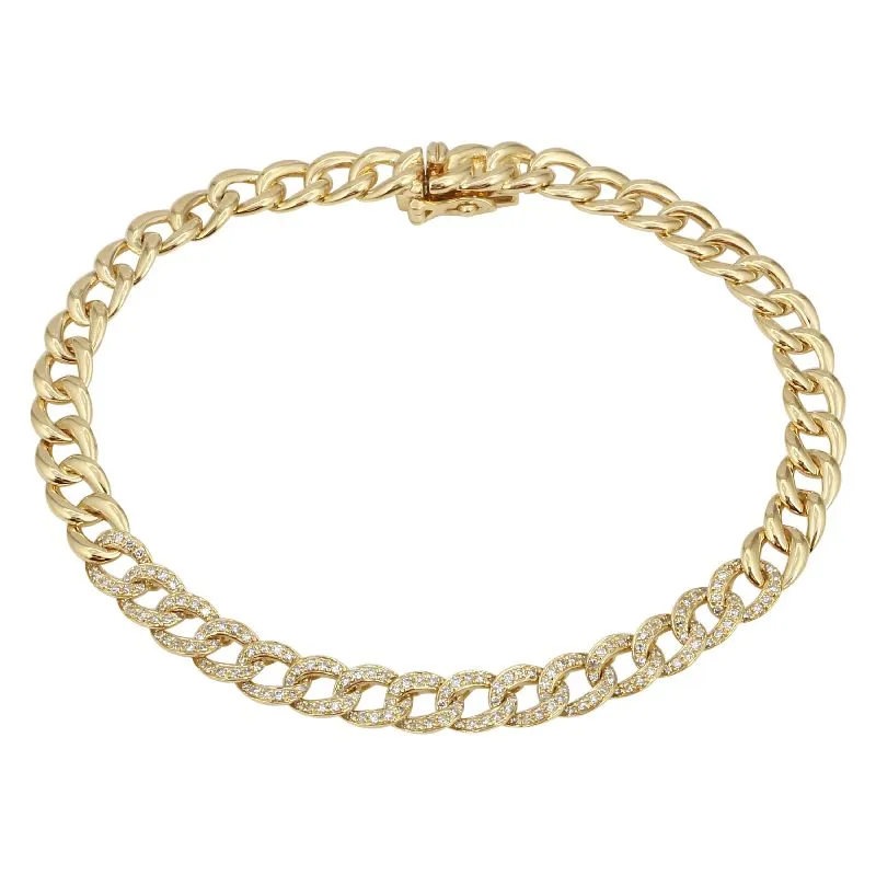 14K Rose Gold Diamond Curb Link Bracelet