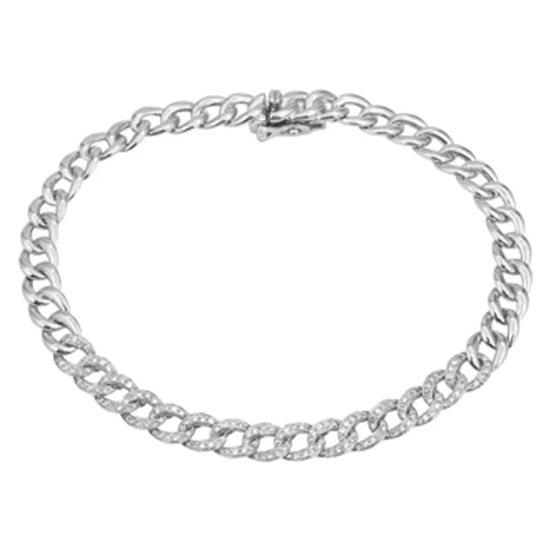 14K Rose Gold Diamond Curb Link Bracelet