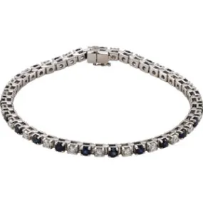 14K White Blue Sapphire & 2 1/3 CTW Diamond Bracelet