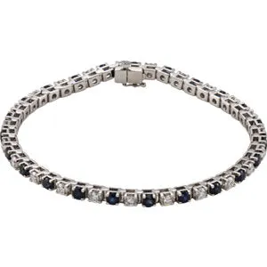 14K White Blue Sapphire & 2 1/3 CTW Diamond Bracelet