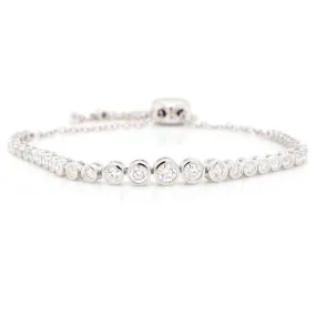14k White Gold Diamond Bolo Bracelet