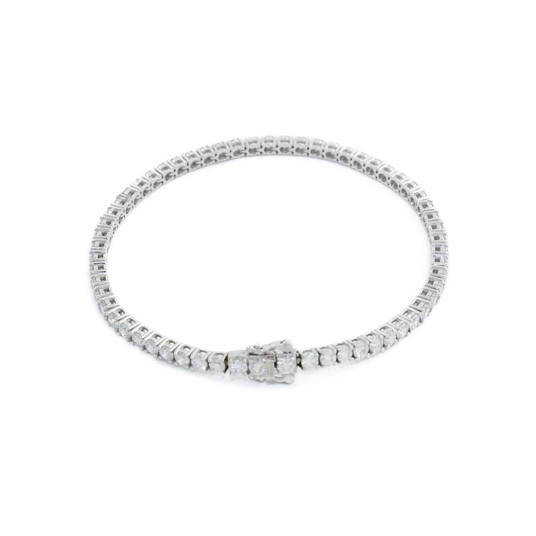 14K White Gold Lab Tennis Bracelet 2mm