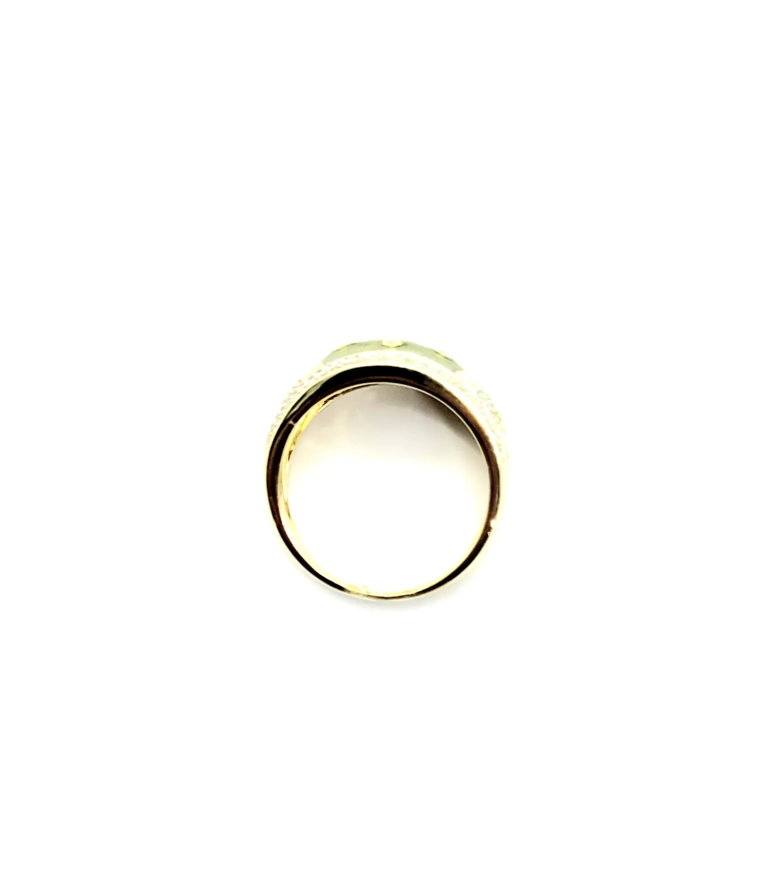 14k Yellow Gold DCPs Green Enamel 2 Row Flower Ring