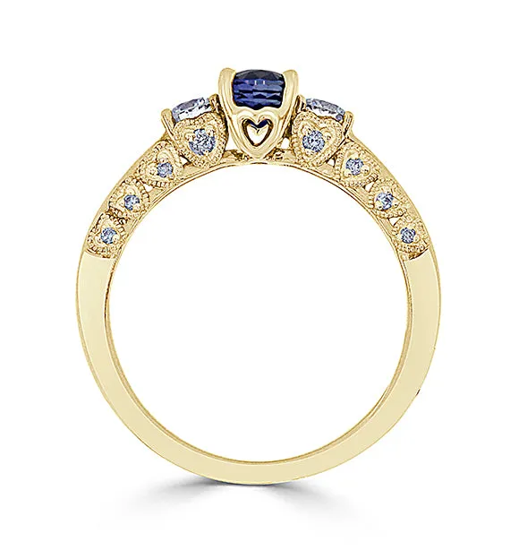 14K Yellow Gold - Sapphire and Diamond Ring - 15405