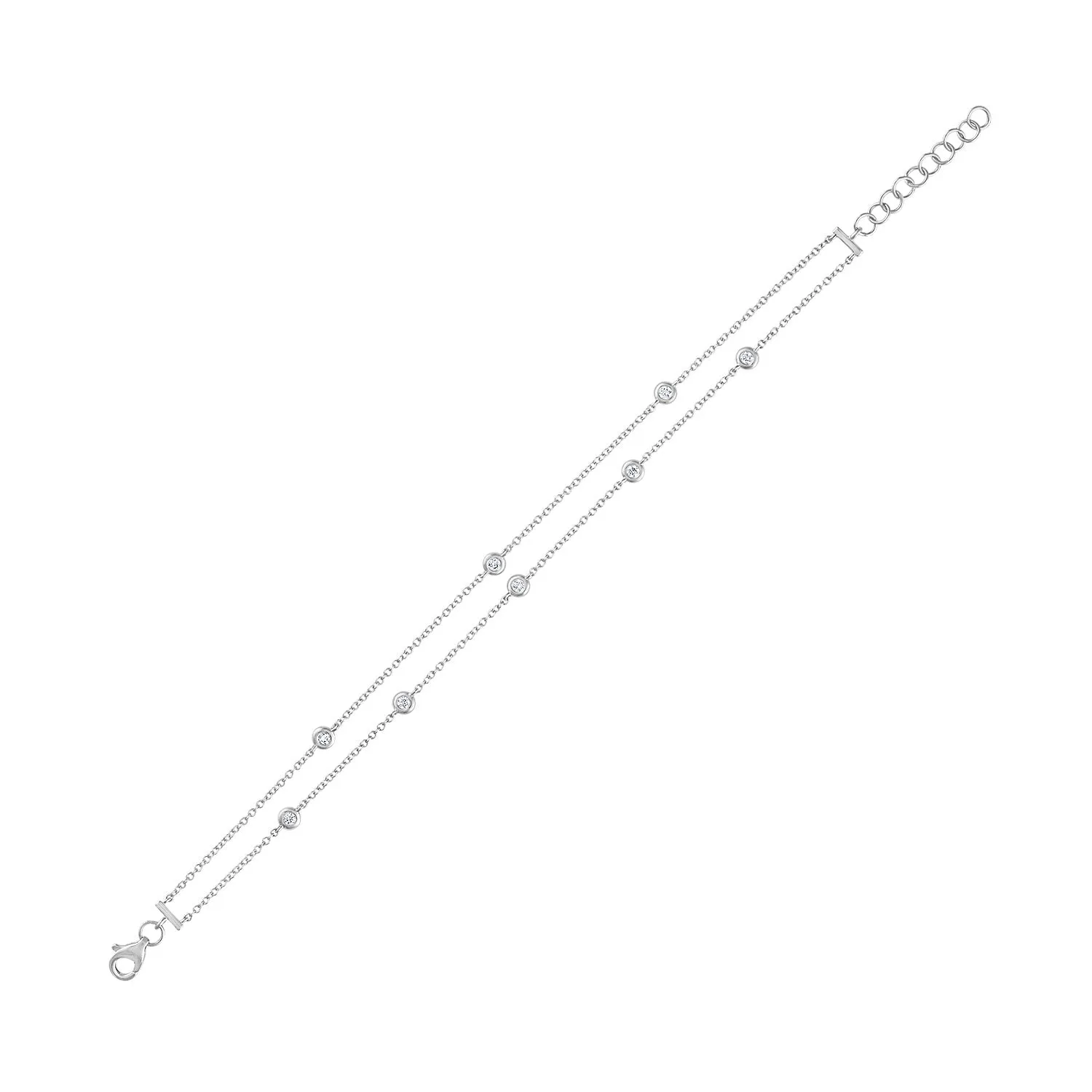 14KT GOLD DIAMOND BY THE YARD DOUBLE CHAIN BRACELET