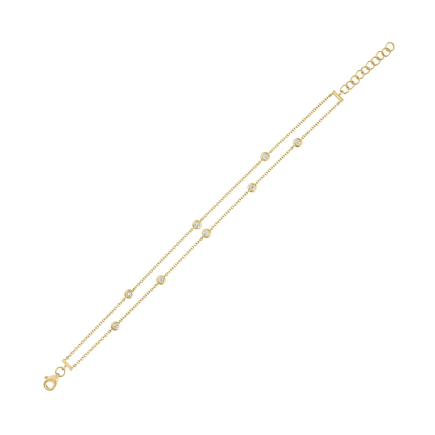 14KT GOLD DIAMOND BY THE YARD DOUBLE CHAIN BRACELET