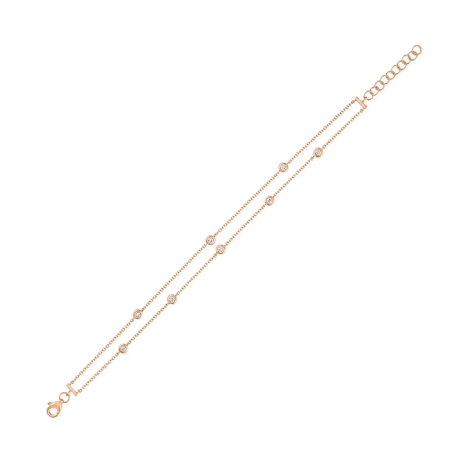 14KT GOLD DIAMOND BY THE YARD DOUBLE CHAIN BRACELET