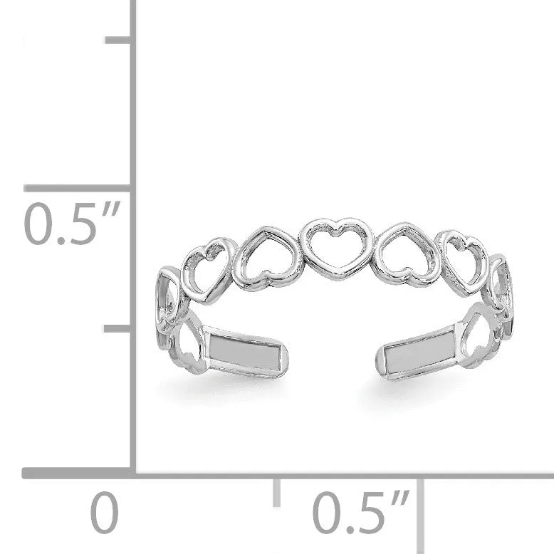 14KT White Gold 3MM Heart Toe Ring