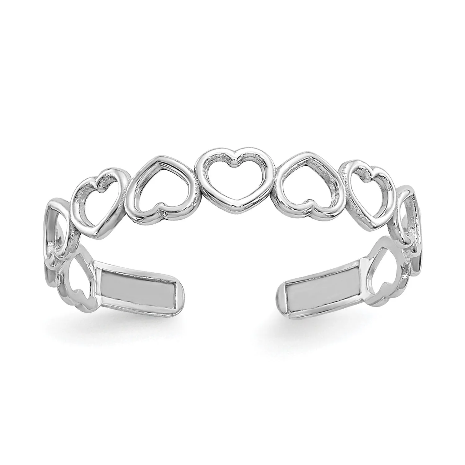14KT White Gold 3MM Heart Toe Ring