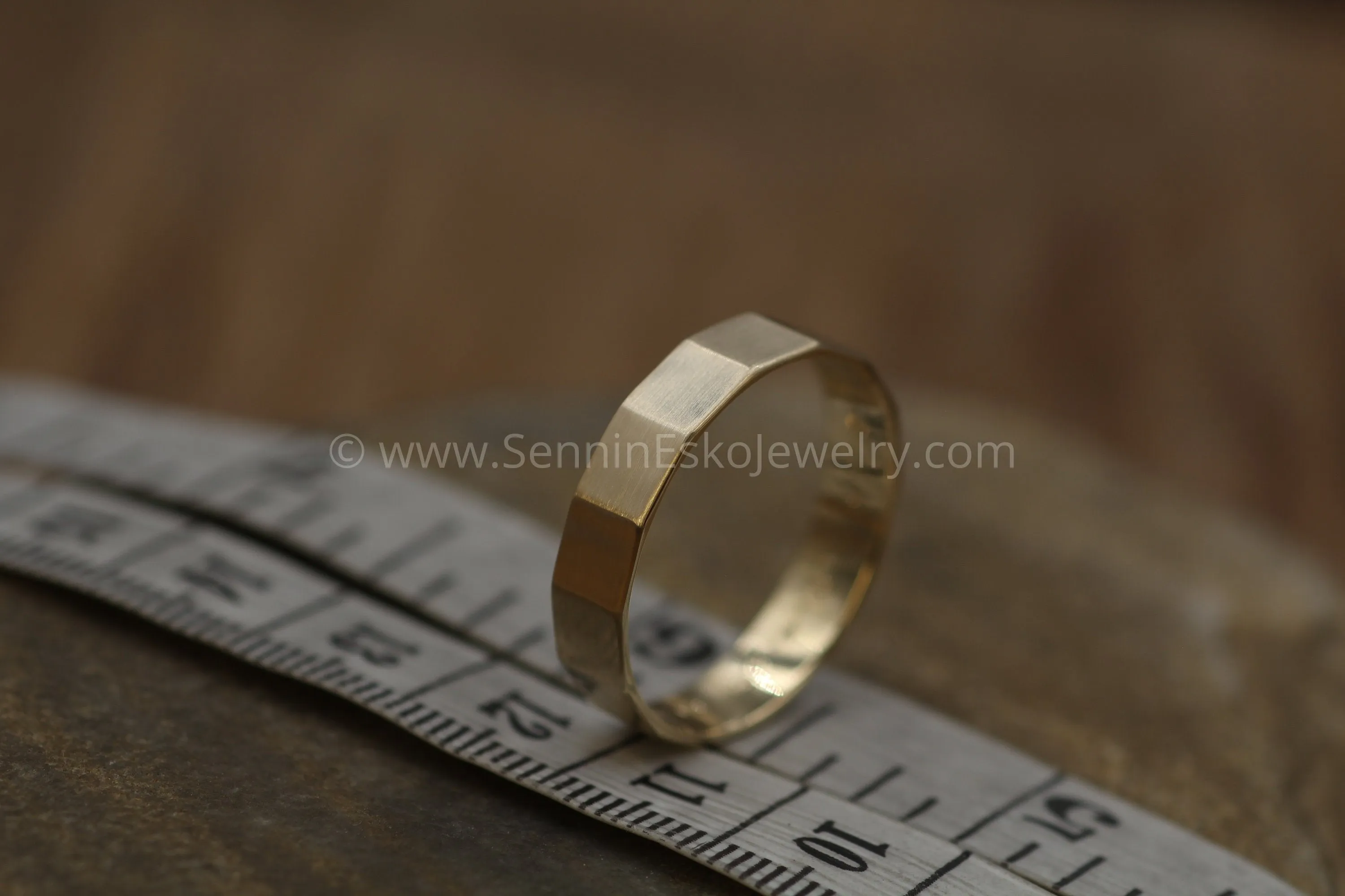 14kt Yellow Gold 5x1 Flat Faceted Band - Matte Finish