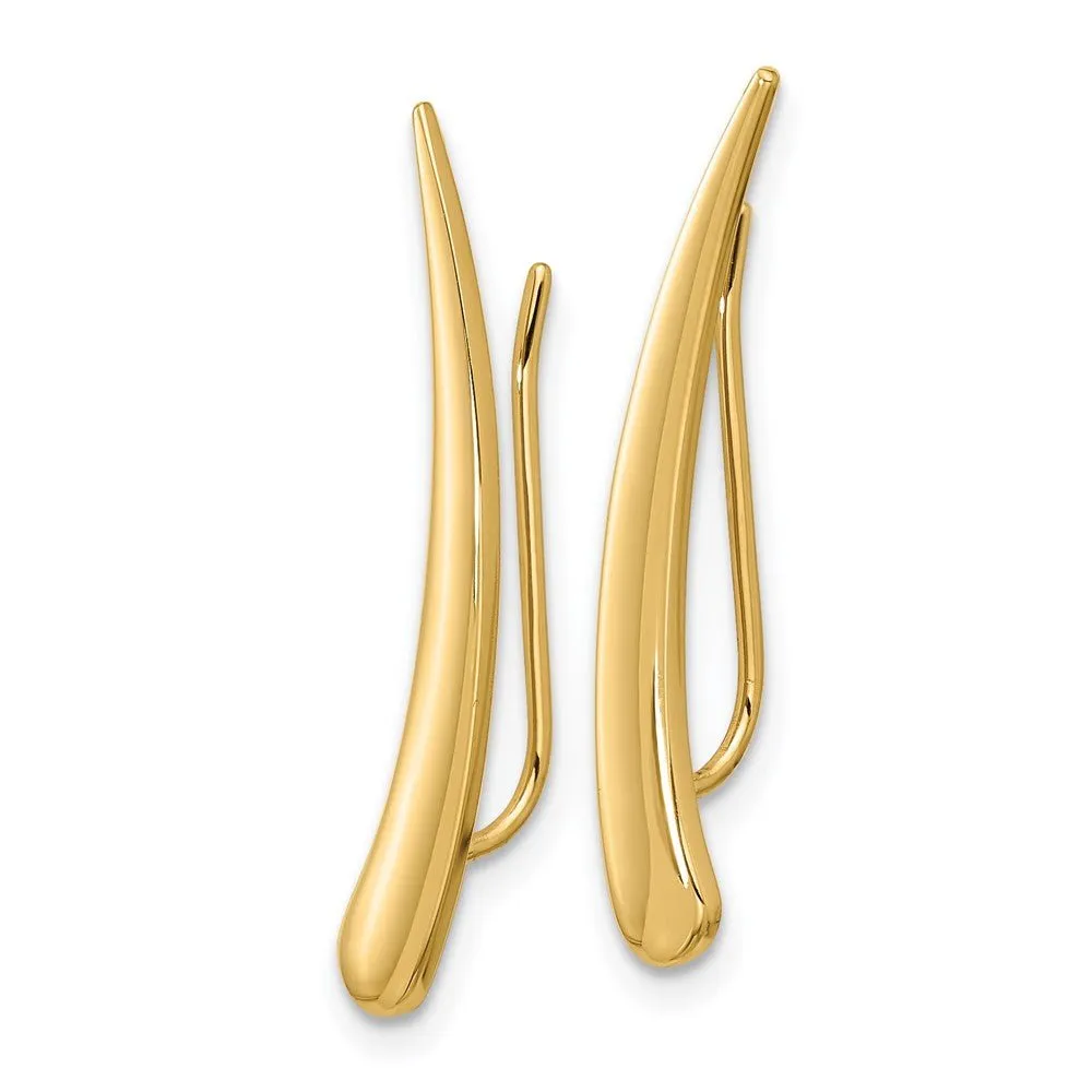 14KT Yellow Gold Polished Pointed Ear Climber Earrings