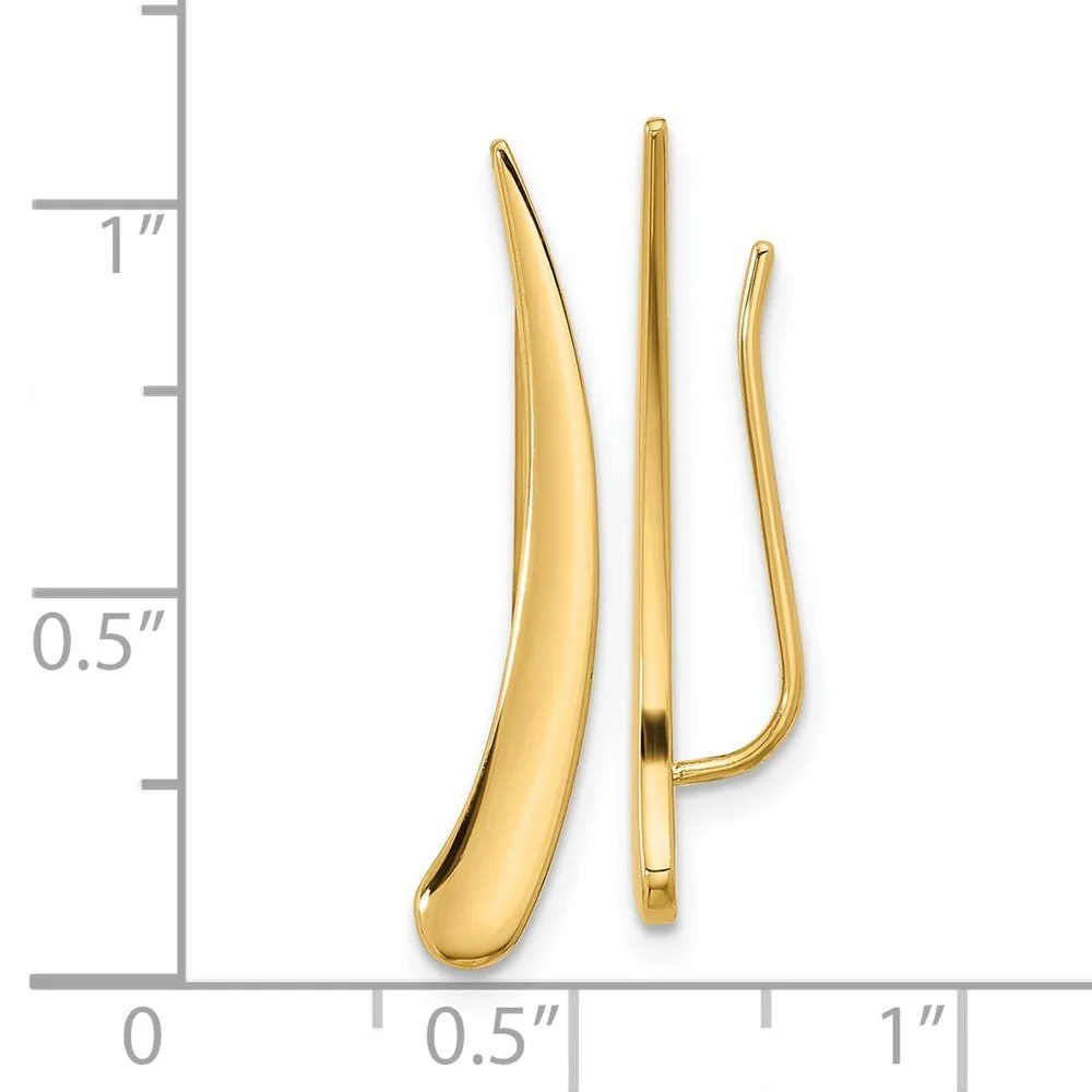 14KT Yellow Gold Polished Pointed Ear Climber Earrings